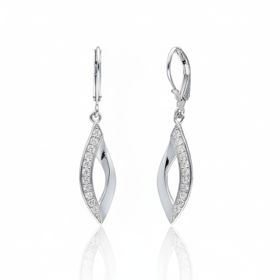 Kolczyki srebrne wiszące łezki z cyrkoniami