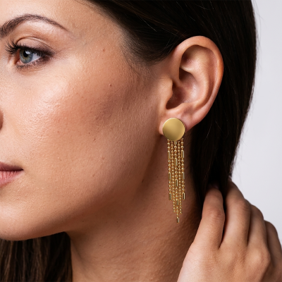 Kolczyki ze stali szlachetnej pozłacane – wiszące łańcuszki