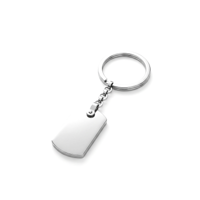 Brelok stal szlachetna prostokątny z czarnym elementem - grawer