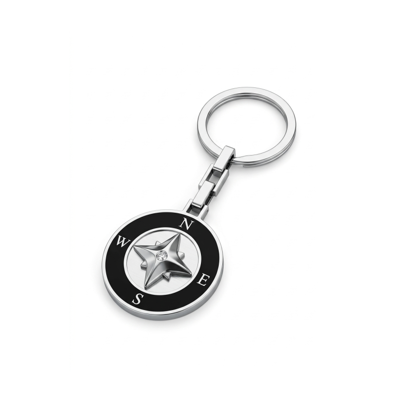 Brelok stal szlachetna okrągły z kompasem – grawer