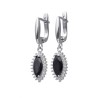 Komplet srebrny zawieszka kolczyki z czarną cyrkonią w kształcie markizy