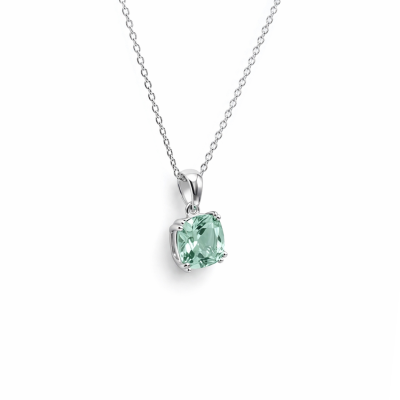 Komplet srebrny zawieszka kolczyki pierścionek jasnozielony