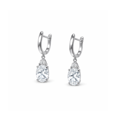 Komplet srebrny zawieszka kolczyki wiszące pierścionek z bezbarwna cyrkonia