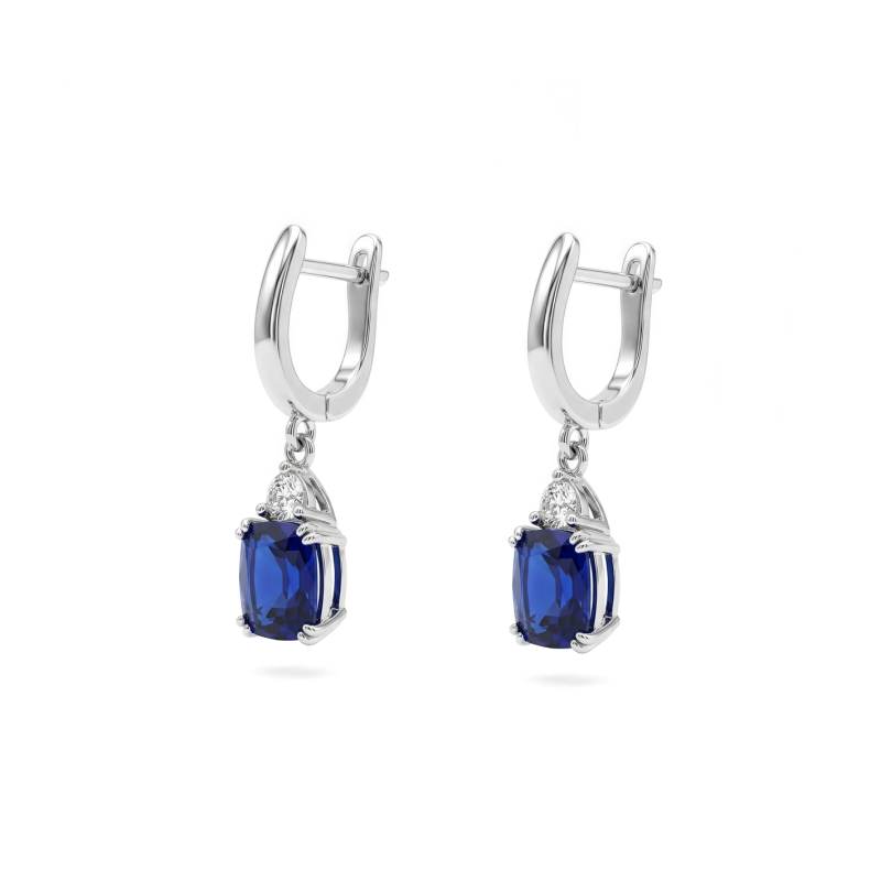 Kolczyki srebrne z granatową prostokątną cyrkonią