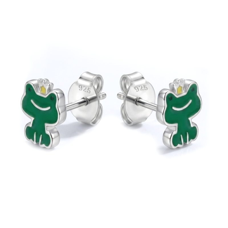 Kolczyki srebrne dziecięce żabki