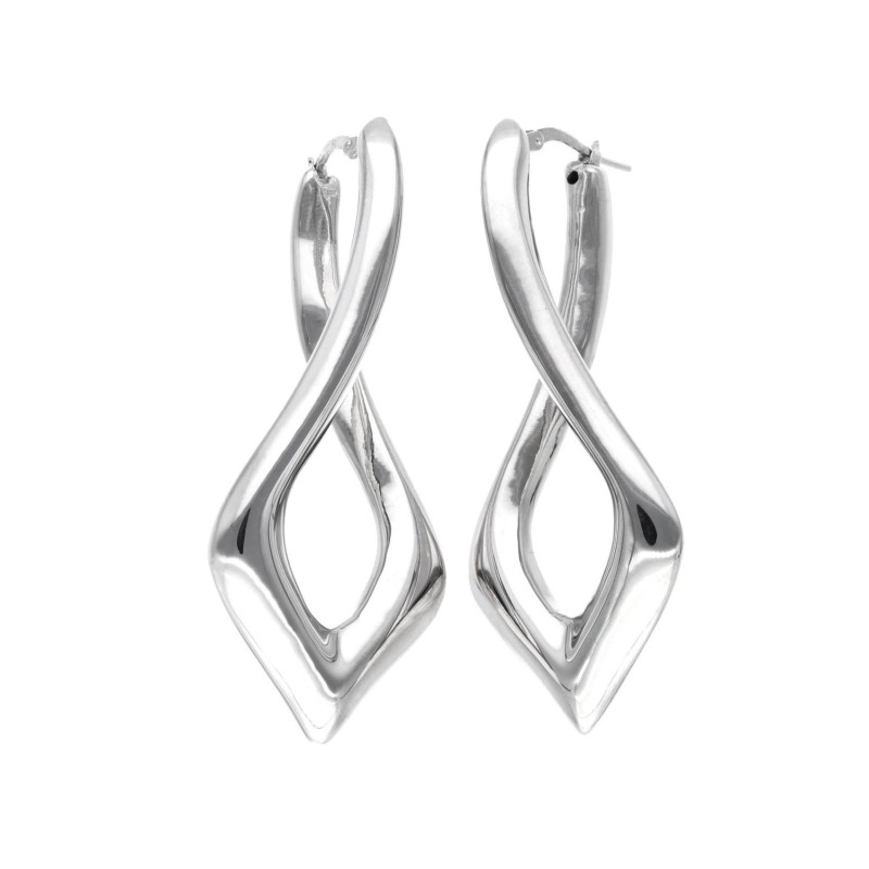 Kolczyki srebrne skręcone romby