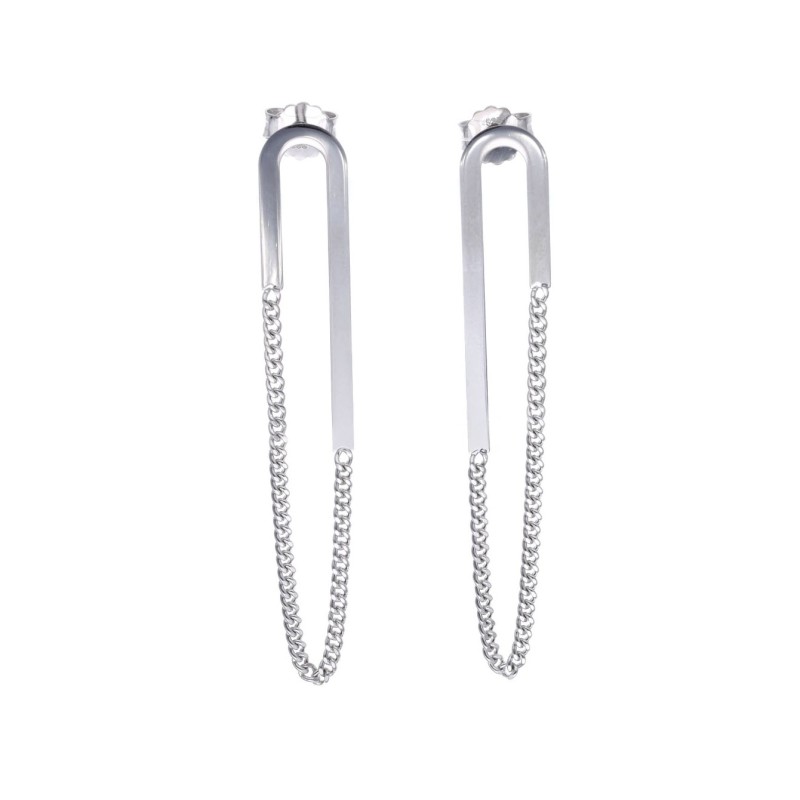 KOLCZYKI SREBRNE NA SZTYFT Z ŁAŃCUSZKIEM