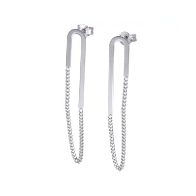 KOLCZYKI SREBRNE NA SZTYFT Z ŁAŃCUSZKIEM