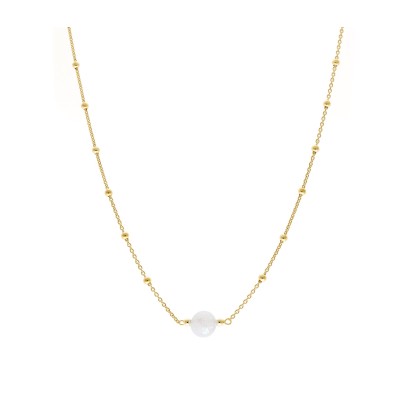 Naszyjnik pozłacany z perełką na ozdobnym łańcuszku