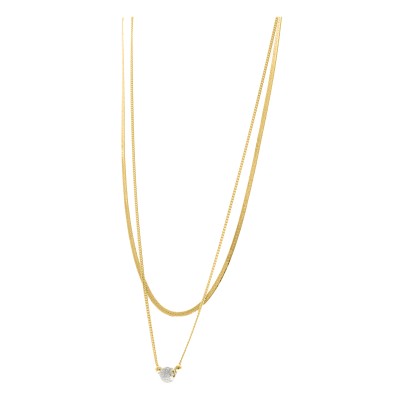 Naszyjnik pozłacany o dwóch różnych splotach ze srebrną kuleczką