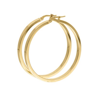 KOLCZYKI ZŁOCONE GŁADKIE KOŁA NA WIDEŁKOWYM ZAPIĘCIU