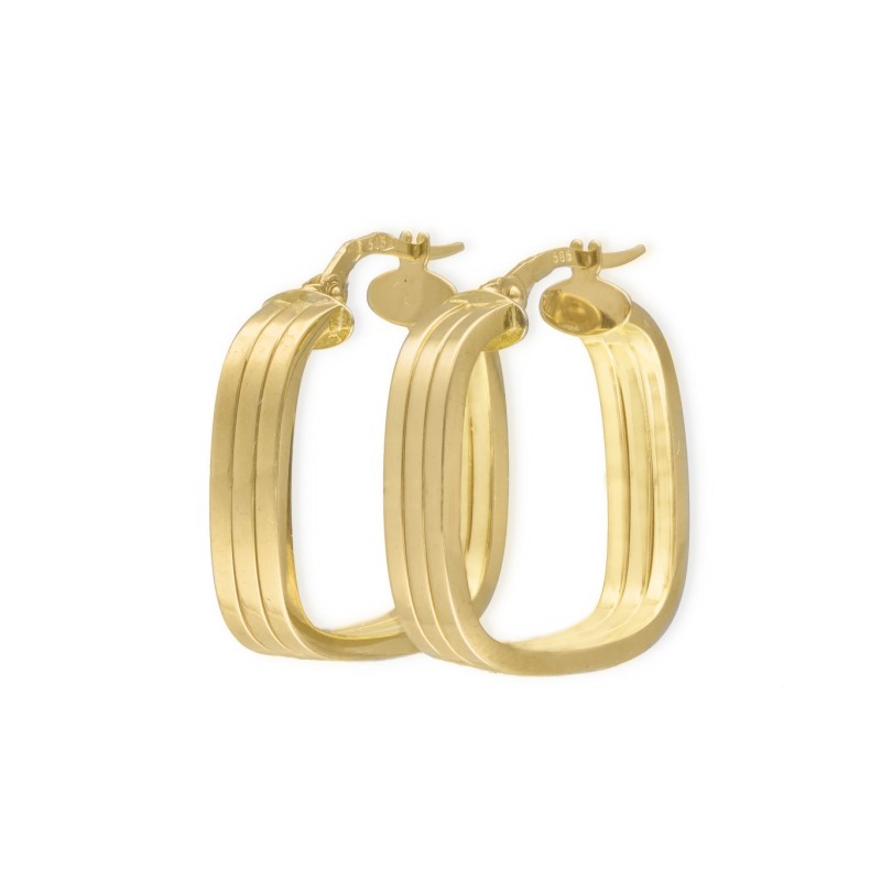 KOLCZYKI ZŁOTE KWADRATY NA WIDEŁKOWYM ZAPIĘCIU